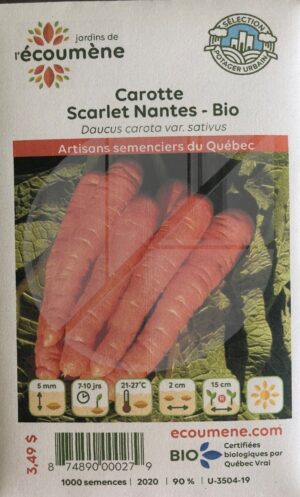Carrot ‘Scarlet Nantes’ / Biennial type / Organic vegetable seeds - Pépinière
