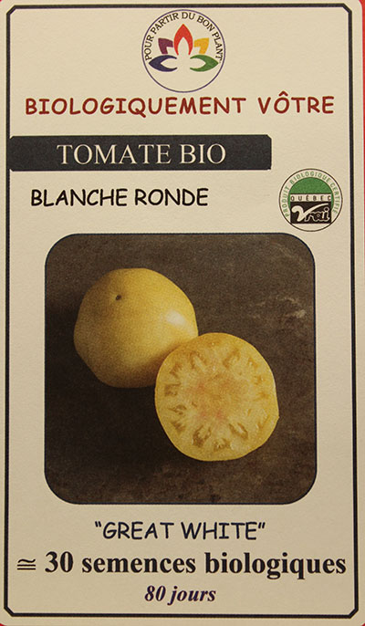 Tomate Blanche ‘Great Whine’ Bio / ‘Great White’ White Tomato Bio - Pépinière