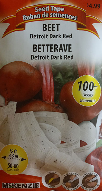 Betterave ‘Detroit Dark Red’ 100+ Semences sur Ruban / ‘Detroit Dark Red’ Beet 100+ Seeds on Tape - Pépinière