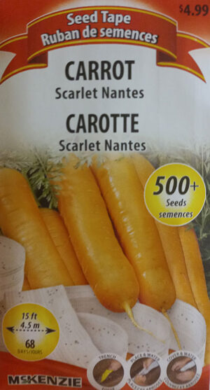 Carotte ‘Scarlet Nantes’ 500+ Semences sur Ruban / ‘Scarlet Nantes’ Carrot 500+ Seeds on Tape - Pépinière