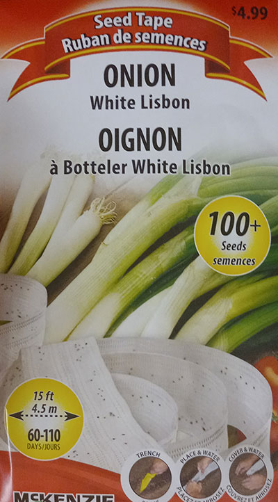Oignon à Botteler ‘White Lisbon’ 100+ Semences sur Ruban / ‘White Lisbon’ Buttling Onion 100+ Seeds on Tape - Pépinière