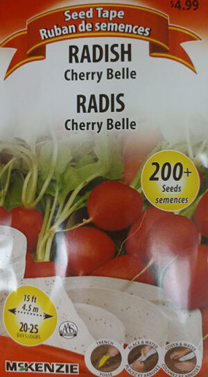 Radis ‘Cherry Belle’ 200+ Semences / ‘Cherry Belle’ Radish 200+ Seeds on Tape - Pépinière