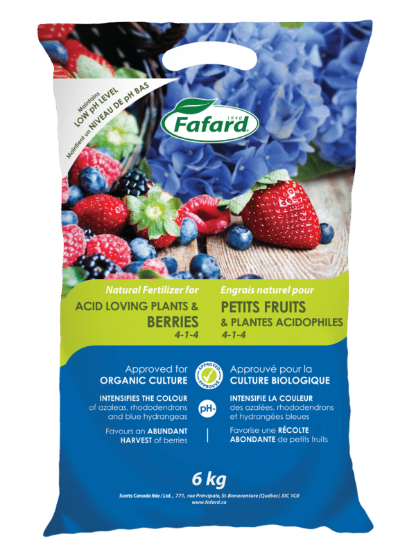 Fafard / Engrais Naturel 4-1-4 pour Petits Fruits et Plantes Acidophiles - Pépinière