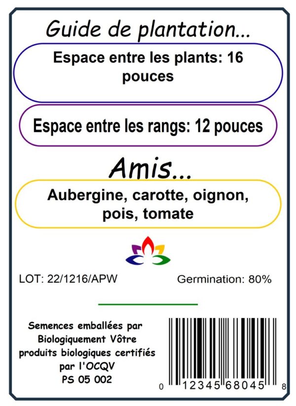 Poivron Doux  ‘Tolli’s Sweet’ Bio - Pépinière
