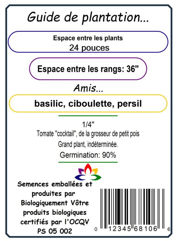 Tomate Mini-Cerise Rouge ‘Sweet Pea’ Bio - Pépinière